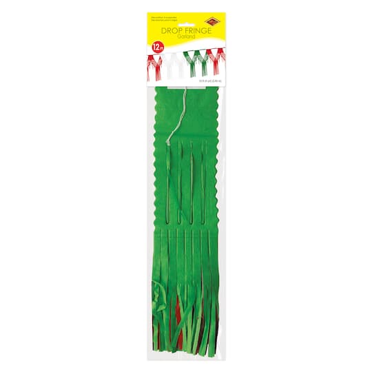 Beistle 12ft. Red, White & Green Drop Fringe Garlands, 2ct.